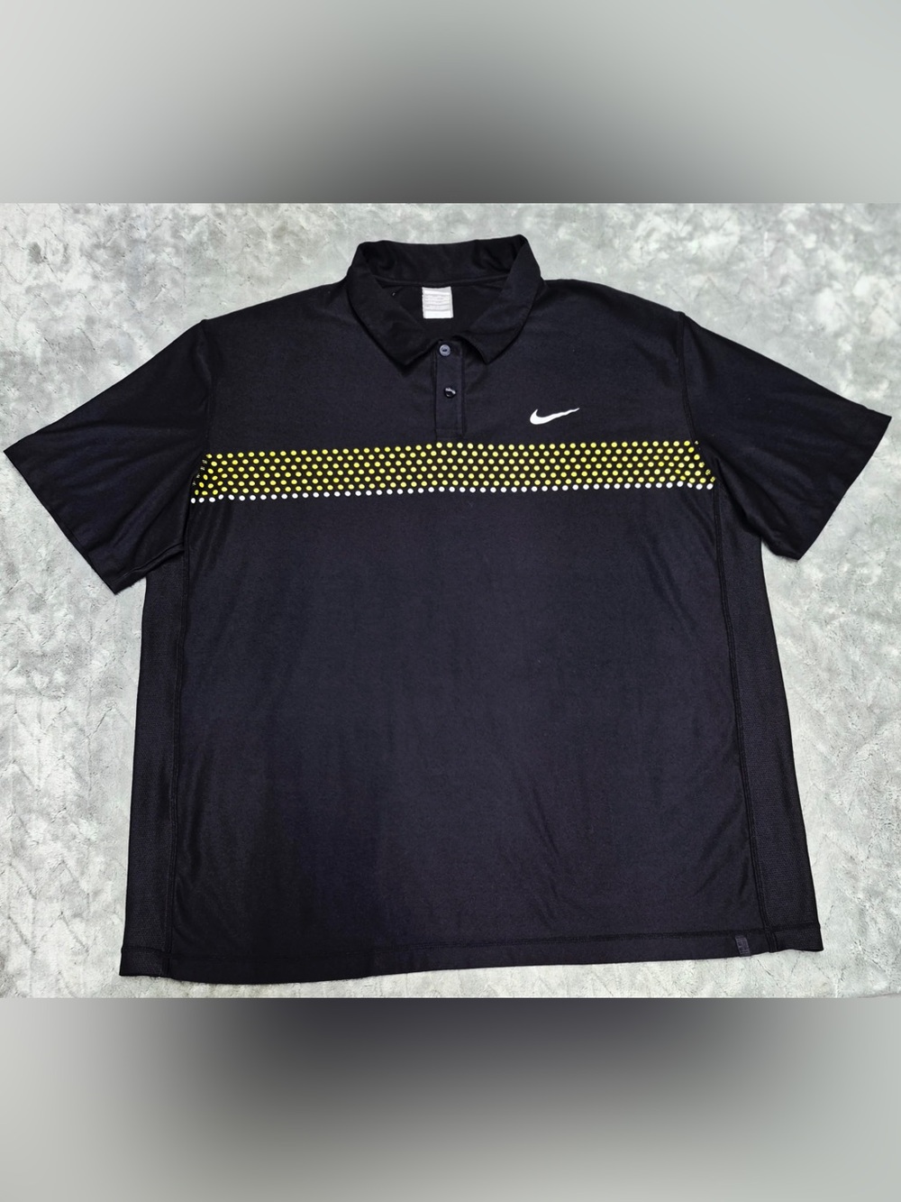 Nike Black Polo with Yellow Dot Chest Stripe
